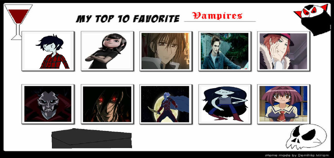 My Top 10 Favorite Vampires Meme by gxfan537 on DeviantArt