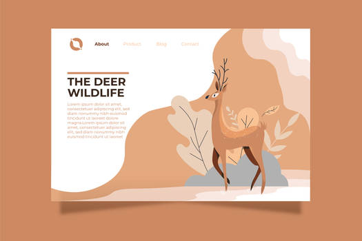 Landing page template with cute deer