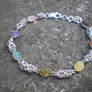 Chakra bracelet, sterling silver chainmaille, gems