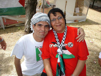 Latuff and Leila Khaled in WSF by Latuff2