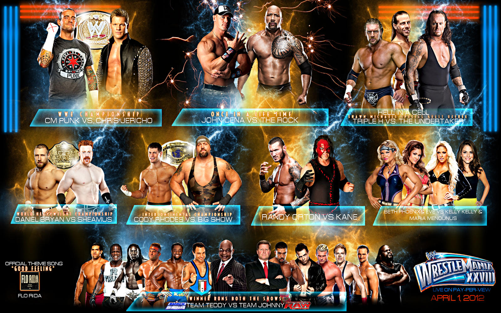 Wrestlemania 28 Match card! by isharkfeli on DeviantArt