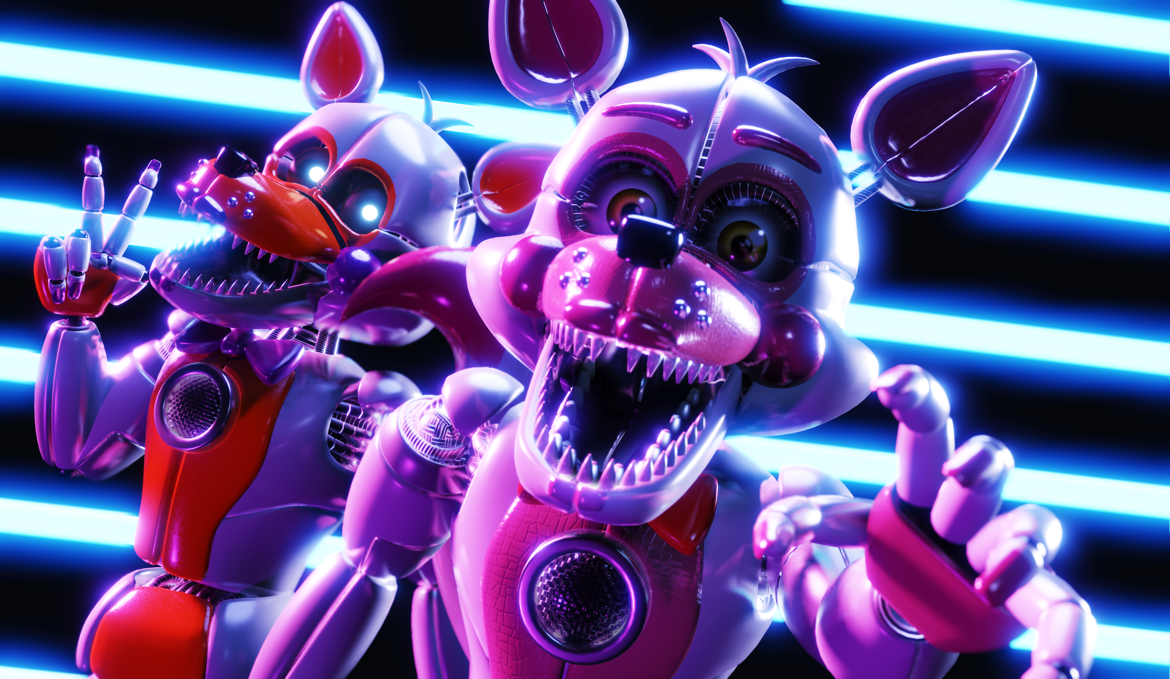 Stylized Funtime Foxy and Lolbit by Morigandero on DeviantArt