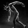 5941 Black and White Male Nude with Spike Hair