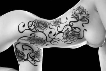 3682b BW 13 Black Roses on a Beautiful Young Woman by artonline