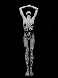 0029-DJA BW Young Woman Zebra Striped Nude by artonline