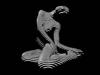 0111-DJA Nude Young Woman BW Zebra Stripe Abstract by artonline