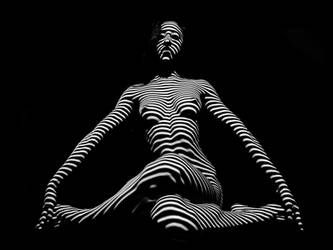 0239-DJA Nude Young Woman BW Zebra Stripe Abstract by artonline