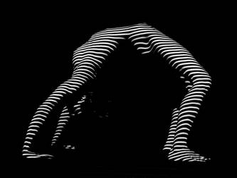 9454-DJA Nude Young Woman BW Zebra Stripe Abstract by artonline