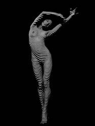 9692-DJA Nude Young Woman BW Zebra Stripe Abstract by artonline