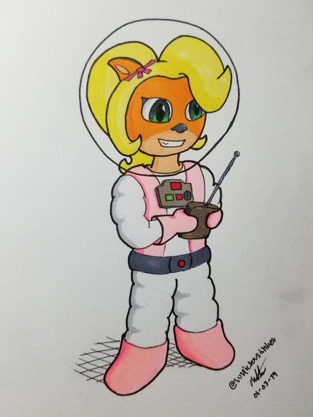 Coco Bandicoot in a space suit