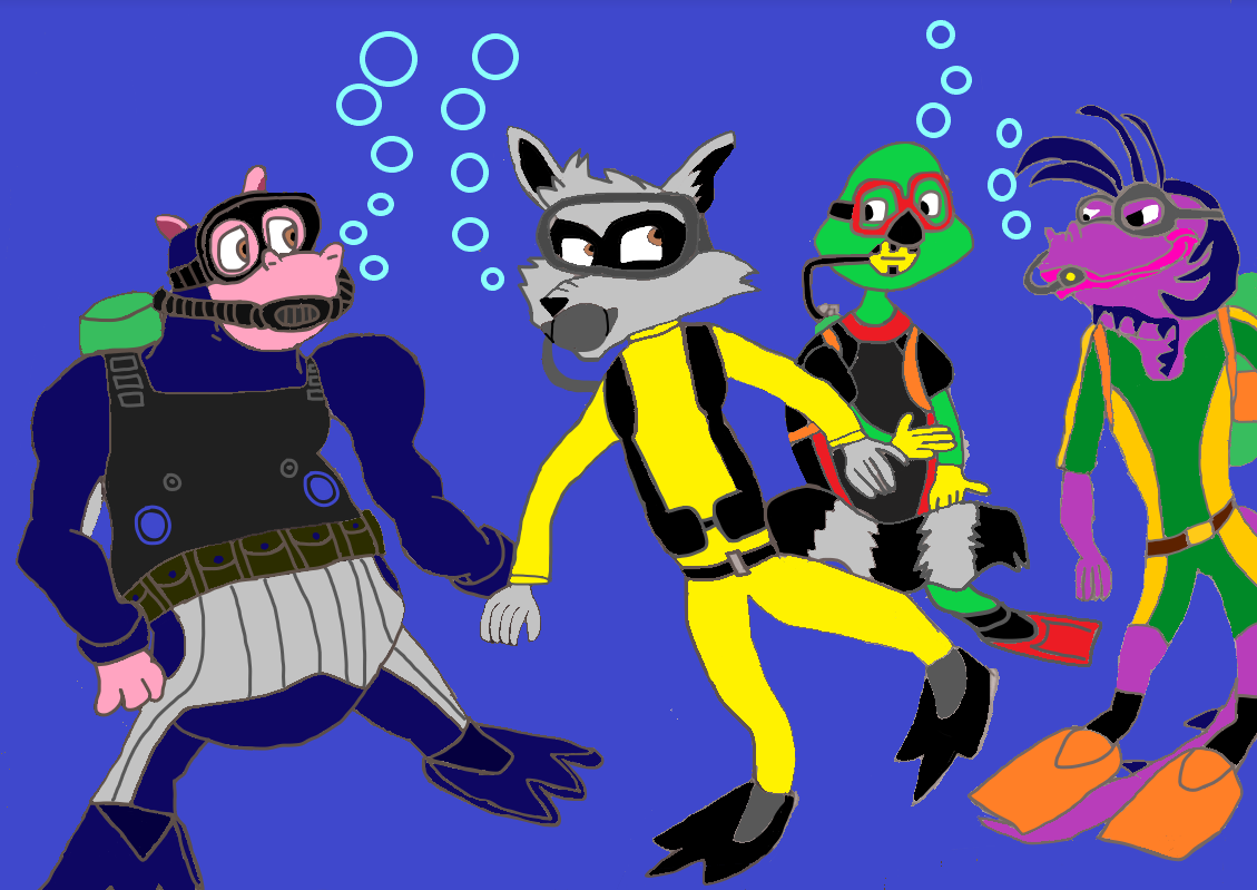 Sly Cooper Gang in Deep Ocean (Colored Version)