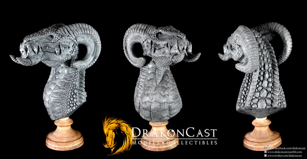 Ram Dragon bust final sculpt by drakoncast