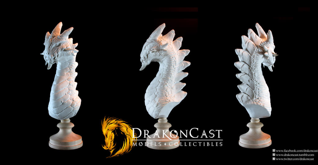 Rock Dragon bust - resin cast by drakoncast