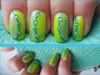 lime green and turquoise nails for the summer