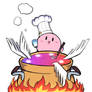 Kirby is cooking
