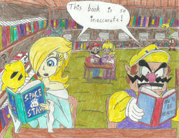 Rosalina and Wario reading