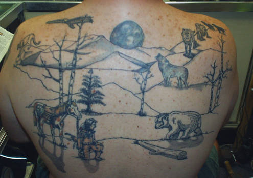 Native American Back Tattoo