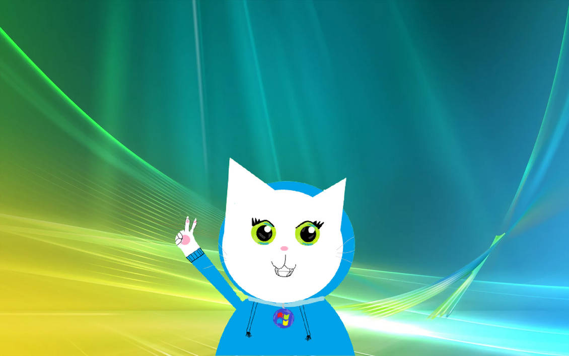 Windows Vista Cat on default wallpaper by VictiriaMSCats2008 on DeviantArt
