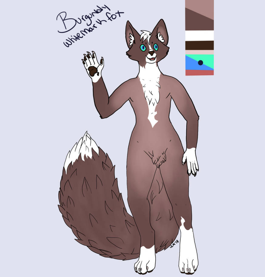 Burgundy whitemark fox adoptable by jennovazombie
