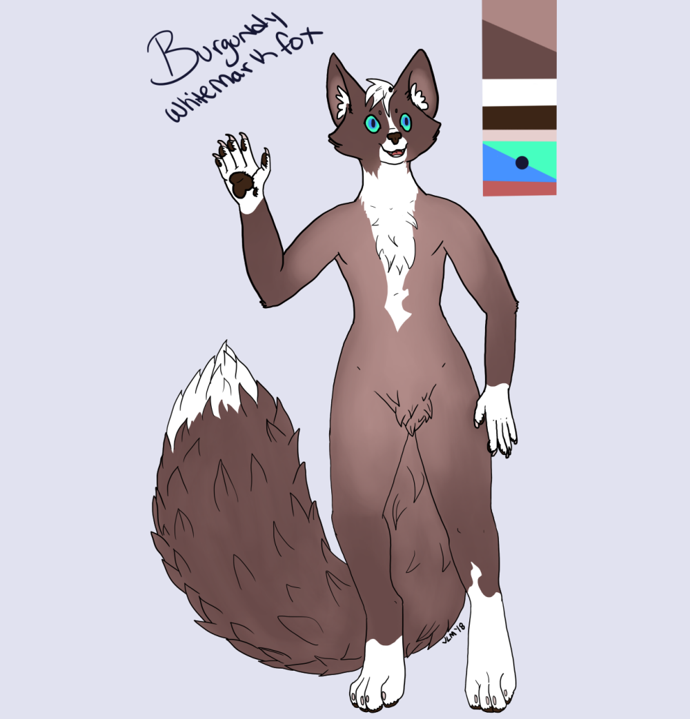 Burgundy whitemark fox adoptable by jennovazombie