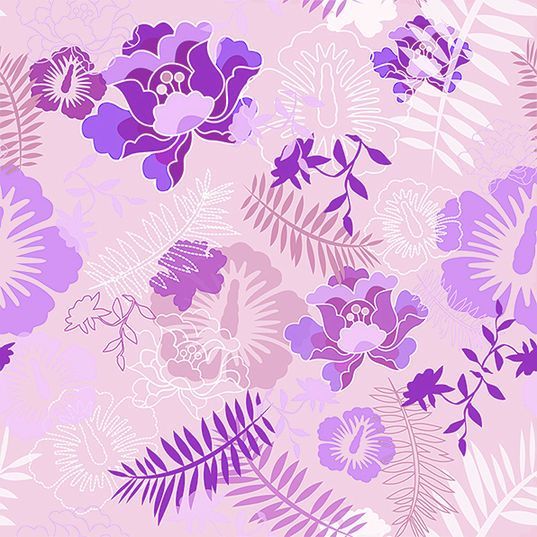 Floral Botanical 2 Purple by chamelledesigns