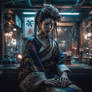 Hectorlozano Beautiful Cyberpunk Geisha Photograph