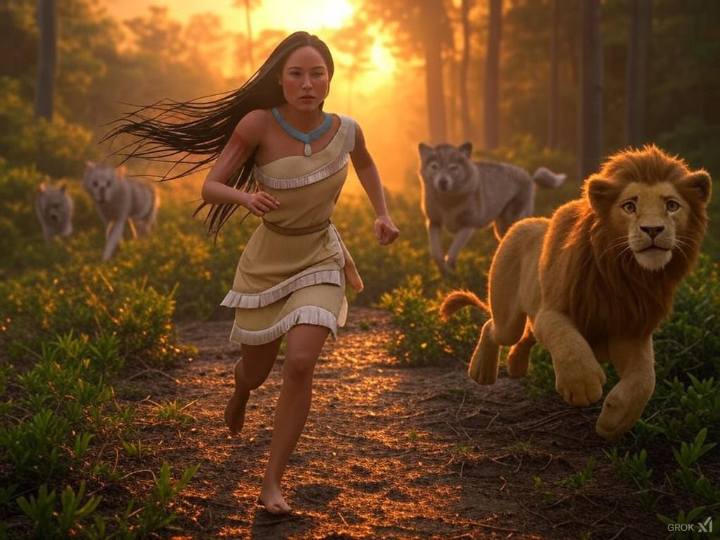 Pocahontas and Simba running from wolves by JosephDiaz2010 on DeviantArt