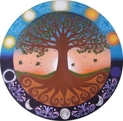 Yggdrasil and Sunset Mandala 40 cm