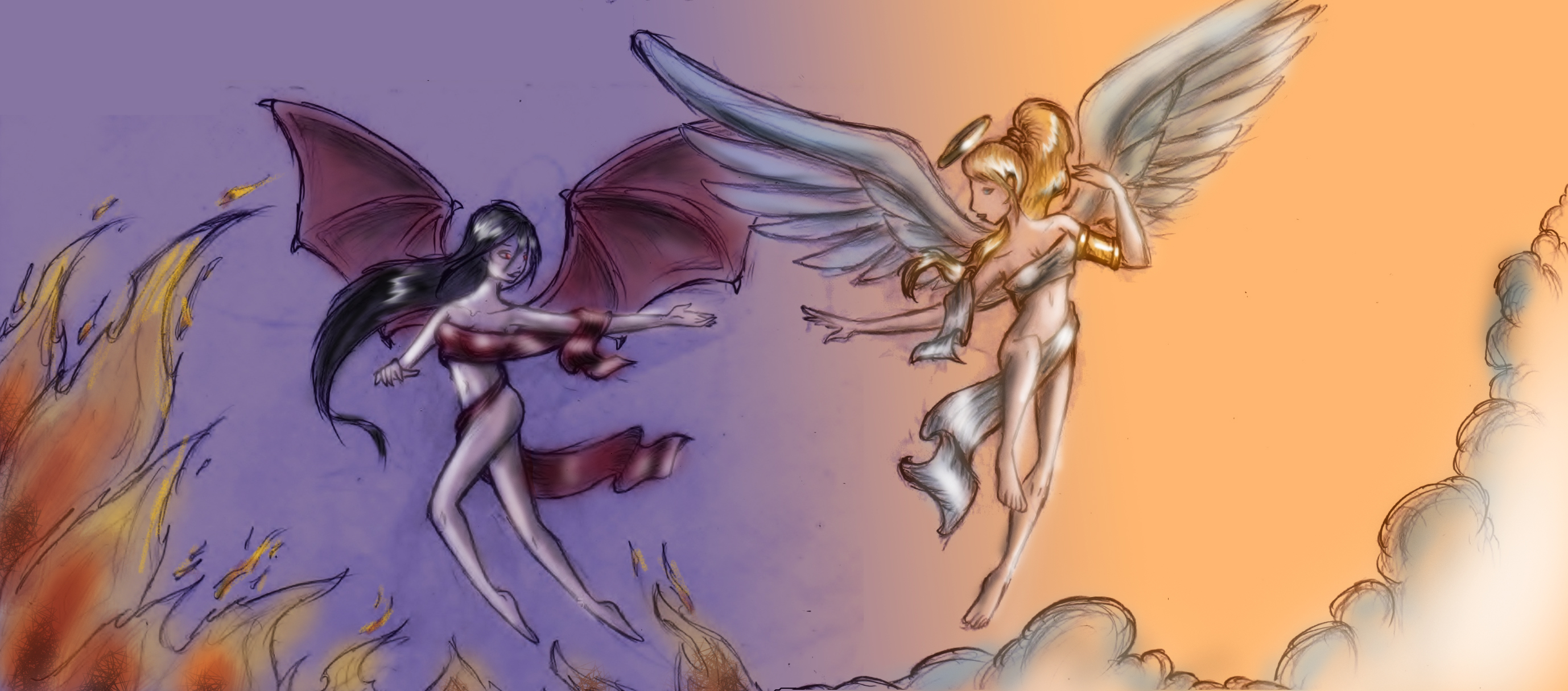 Angel vs Devil -  colored