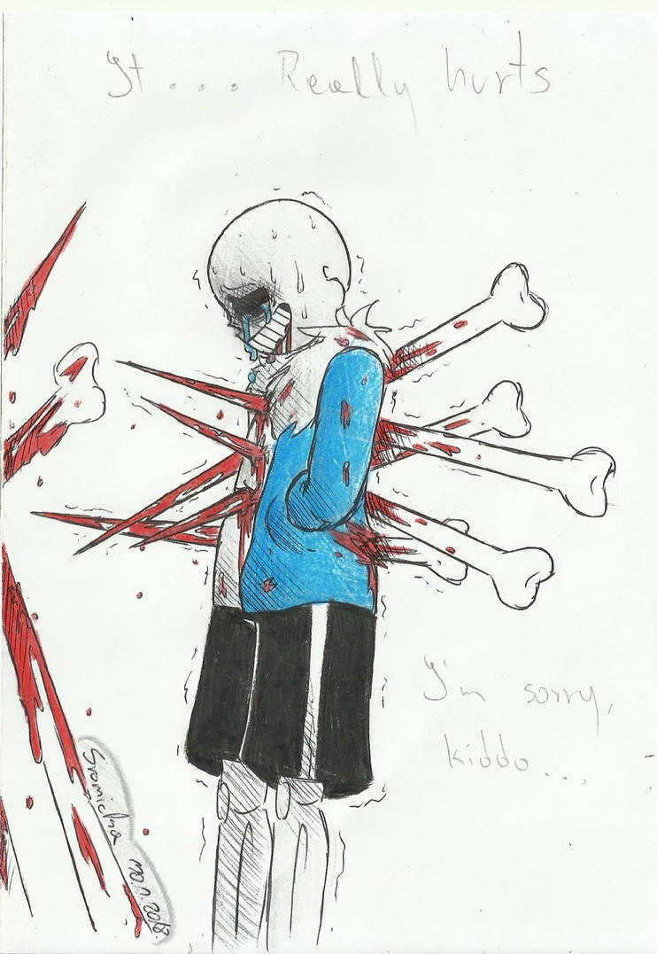 Frisk Getting Slaughtered Sans after killing Frisk by PlushBunBun on DeviantArt