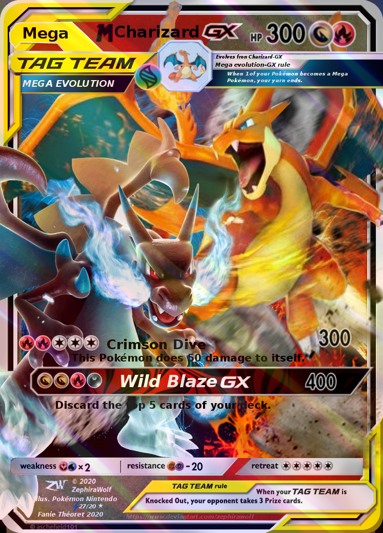 Pokemon card Custom Mega Charizard X and Y