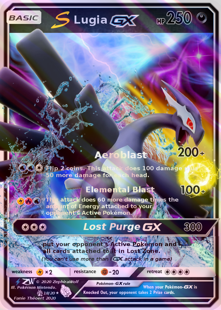 Pokemon Lugia GX Custom Full Art Metal Pokemon Card 