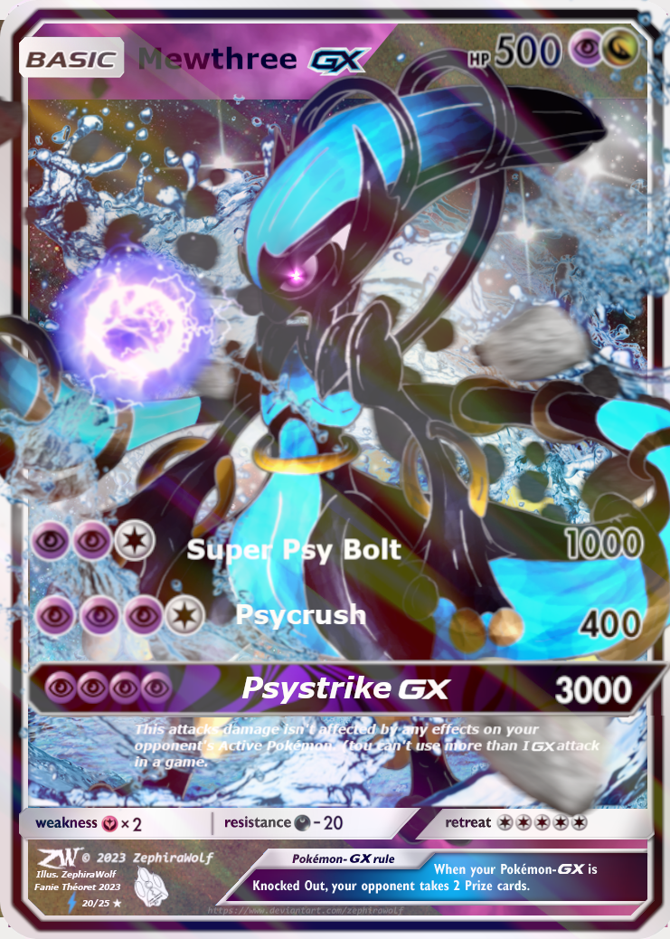 Pokemon Card Custom - Mewthree GX - Version 2023 by ZephiraWolf on