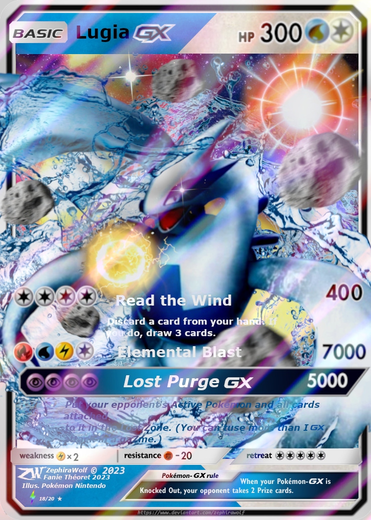 Pokemon Lugia GX Custom Full Art Metal Pokemon Card 