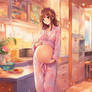 Pregnant girl in pajamas