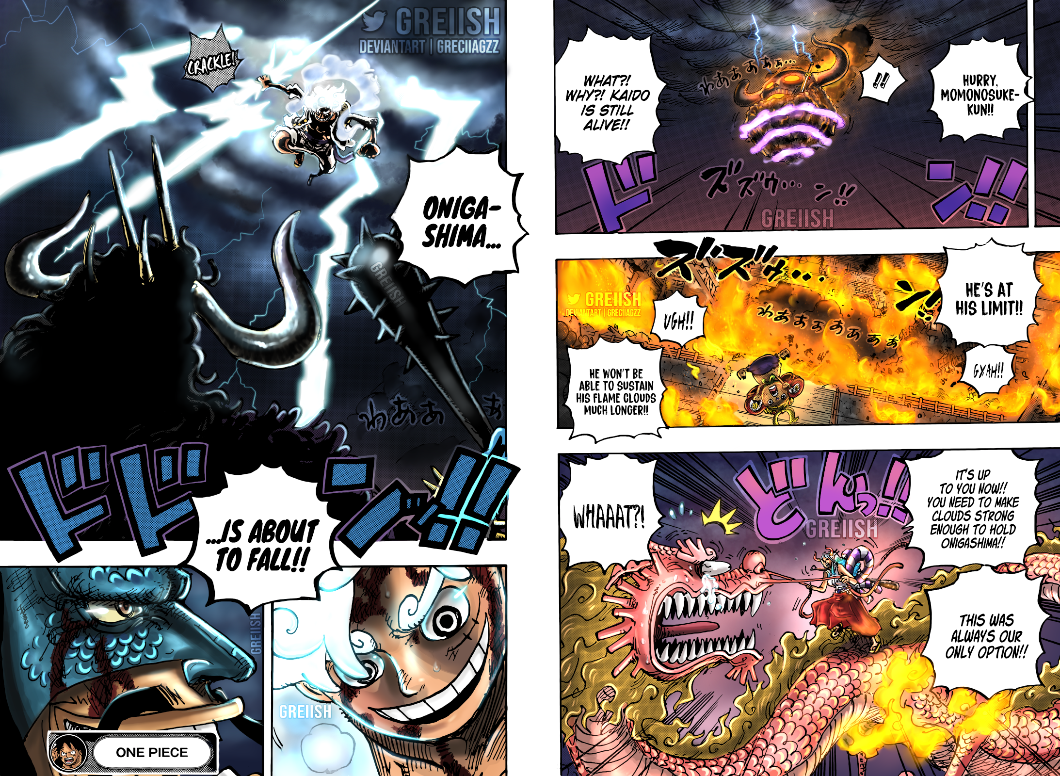 One Piece 1037 - Luffy vs Kaido by Melonciutus on DeviantArt