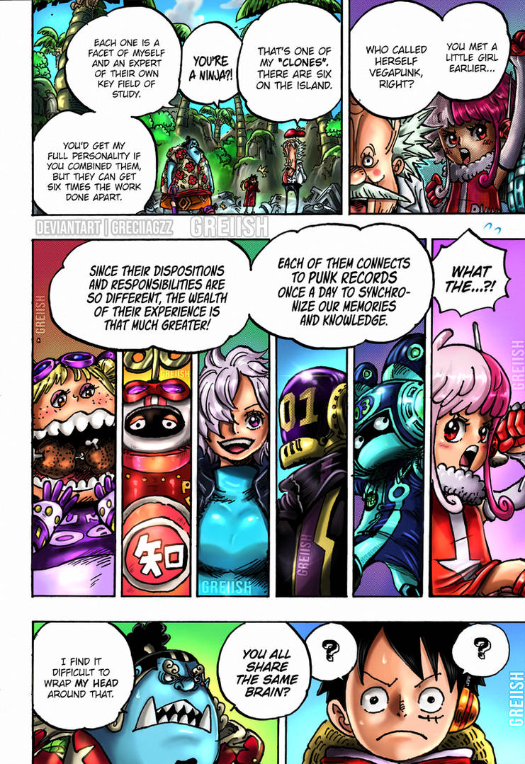 Manga One Piece 1065 en español titulado: Los seis Vegapunk