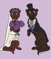 a wedding card with ferrets