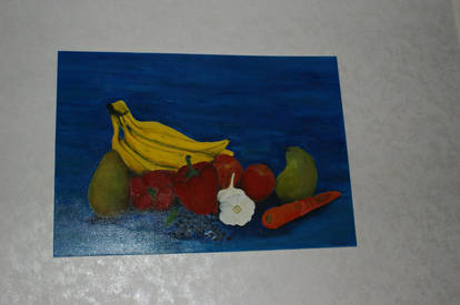 fruit and vegables on canvas