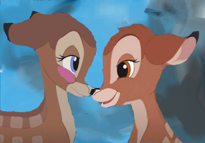 Bambi and Faline touching noses