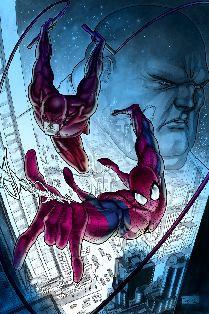 Daredevil and Spiderman Pin-up