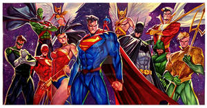Justice League - Watercolor 20x30 - Commission