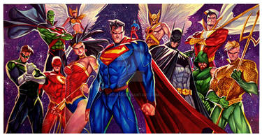 Justice League - Watercolor 20x30 - Commission