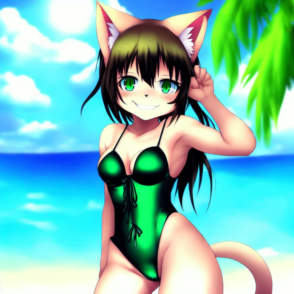 Cat top girl swimsuit