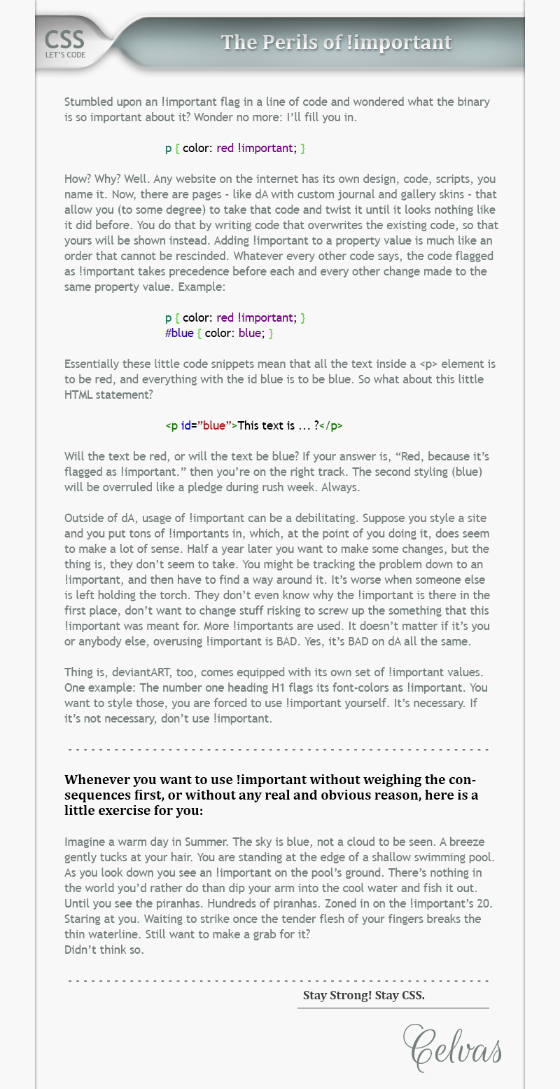 Let's code! The Perils of !important