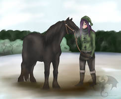 OC: Roxana and fell pony mare Ascilia