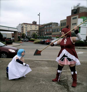 Sayaka and Kyoko Fighting