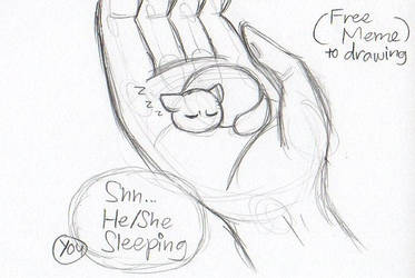 Sleeping smol pet OC (F2U meme sketch)