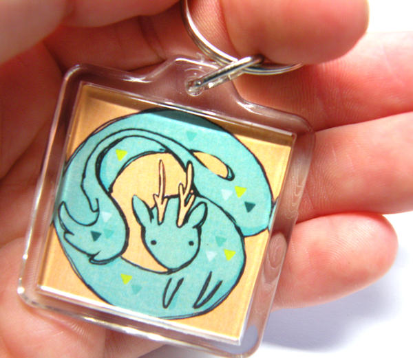 little blue dragon key chain