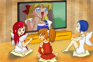 The Gang watching Sailor Moon